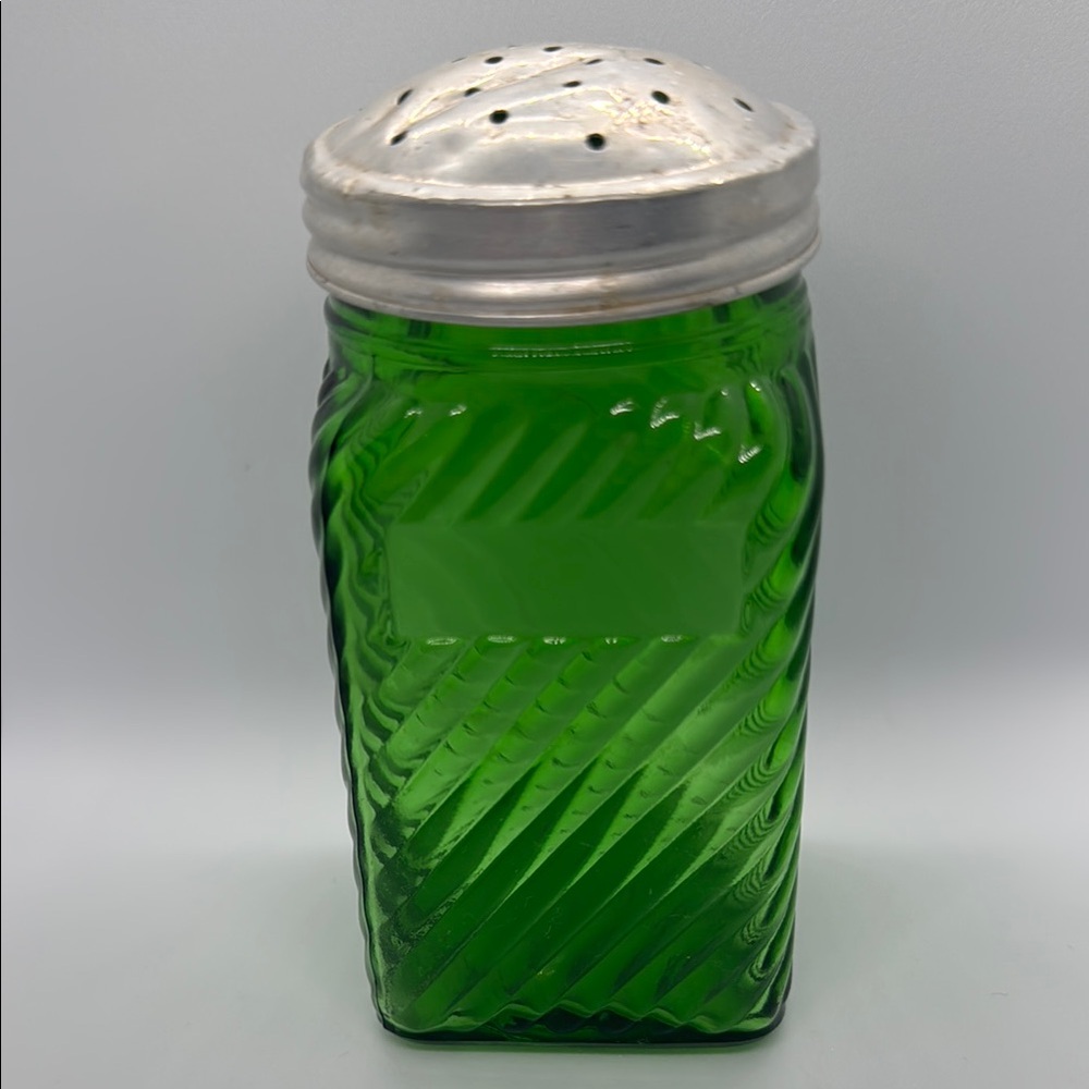 Green Glass Food Storage Jar with Silver Lid